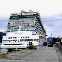 Buy canvas prints of P&O cruise ship Britannia in Port at Skjolden, Nor by john hill