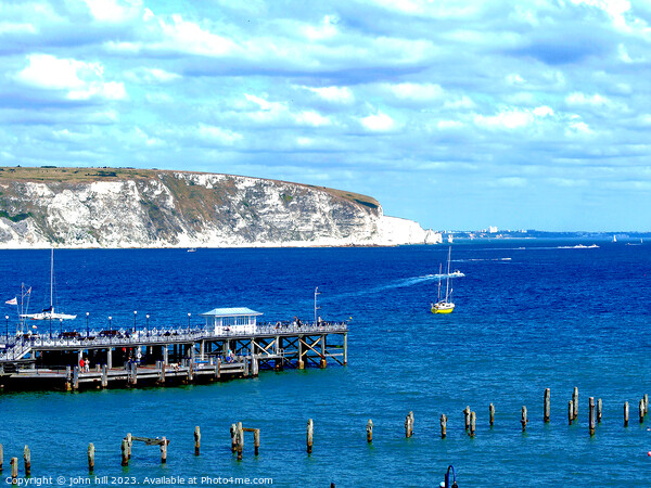 Echoes of Time: Swanage's Historic & Modern Piers Picture Board by john hill