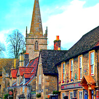 Buy canvas prints of The church and houses on church street,Lacock,Wiltshire,uk by john hill