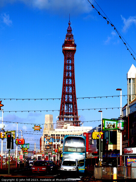 Iconic Blackpool Tower Silhouette against Blue Sky Picture Board by john hill