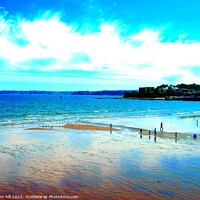 Buy canvas prints of Tranquil Paignton Beach at Low Tide by john hill