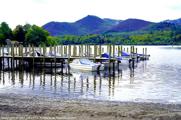 Lake District's Tranquil Derwentwater Jetty Picture Board by john hill