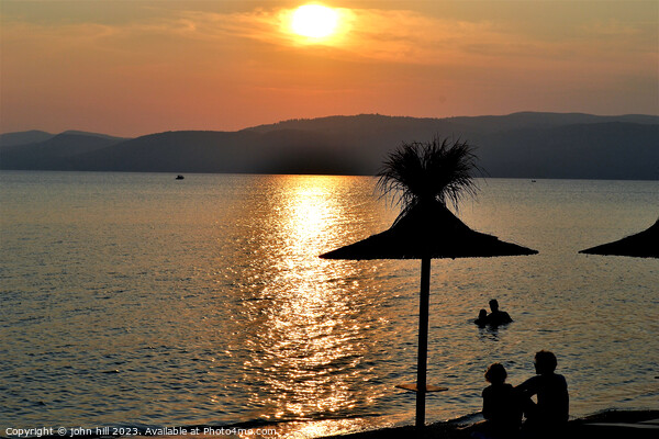 Sunset at Agia Eleni beach, Skiathos, Greece. Picture Board by john hill