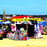 Buy canvas prints of Beach kiosks on the sands at Weymouth by john hill
