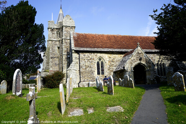 Brighstone Church and graveyard, Isle of Wight. Picture Board by john hill