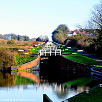 Buy canvas prints of Caen hill canal locks, Devizes, Wiltshire, UK. by john hill