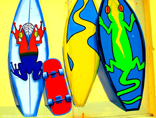 Street art of surf boards and skate board. Picture Board by john hill