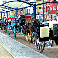 Buy canvas prints of Hackney Carriage stop. by john hill
