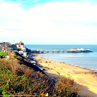 Buy canvas prints of Cromer beach and pier North Norfolk. by john hill