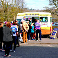 Buy canvas prints of Queueing for ice cream. by john hill