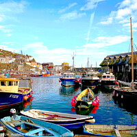 Buy canvas prints of Mevagissey harbour in Autumn. by john hill