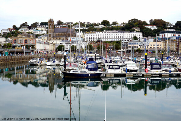 Reflection in the Inner harbour at Torquay devon. Picture Board by john hill