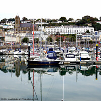 Buy canvas prints of Reflection in the Inner harbour at Torquay devon. by john hill