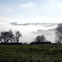 Buy canvas prints of Over morning mist in Derbyshire. by john hill