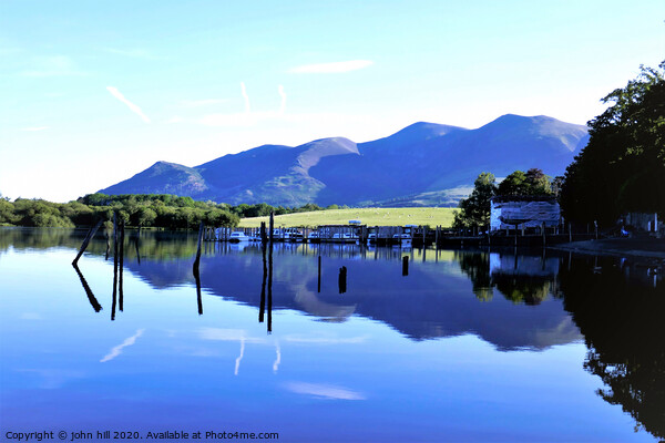 Reflections in Derwentwater with Skiddaw mountain  Picture Board by john hill