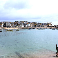Buy canvas prints of High tide at St. Ives harbour Cornwall.  by john hill