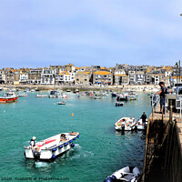 Buy canvas prints of Beautiful harbour and town of St. Ives in Cornwall. by john hill