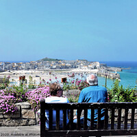 Buy canvas prints of Panoramic view of St. Ives in Cornwall  by john hill