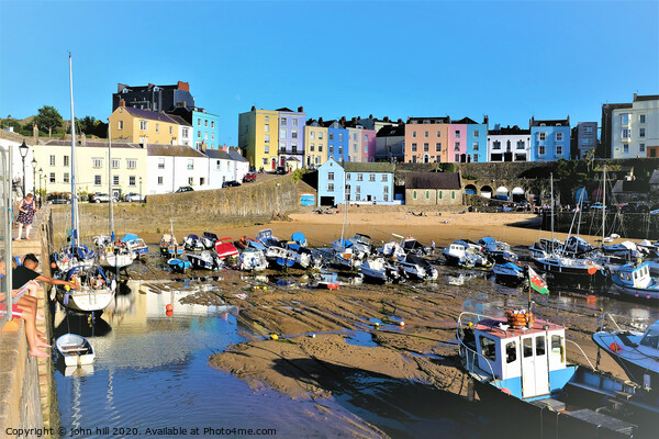 The beautiful colorful harbour of Tenby Wales at low tide. Picture Board by john hill