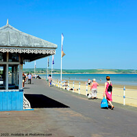 Buy canvas prints of Victorian seaside shelter and beach at Weymouth in Dorset.  by john hill