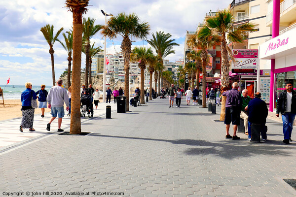 Levante promenade at Benidorm in Spain, Picture Board by john hill