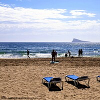 Buy canvas prints of Silhouettes against the mediterranean at Benidorm in Spain. by john hill