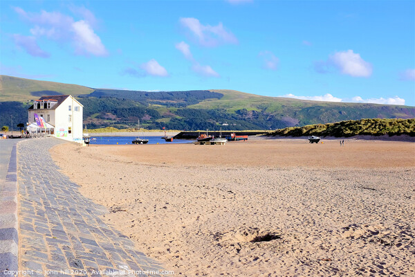 Cafe beach and mountains at Barmouth in Wales. Picture Board by john hill