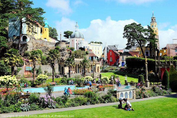 Colorful Portmeirion and gardens in Wales. Picture Board by john hill