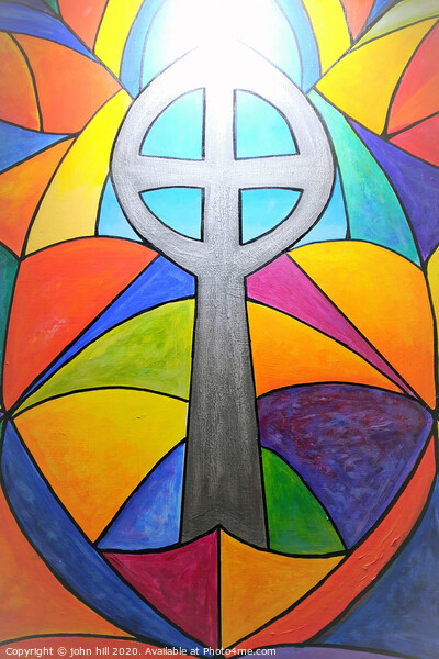 Religious Abstract of  a stained glass window with sunlight. Picture Board by john hill