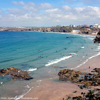Buy canvas prints of Beaches at Low tide at Newquay in Cornwall.  by john hill
