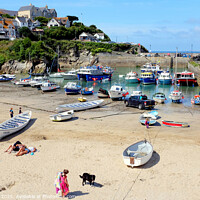 Buy canvas prints of Harbour beach at Low tide in Newquay Cornwall. by john hill
