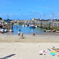 Buy canvas prints of Harbour at low tide at Newquay in Cornwall. by john hill