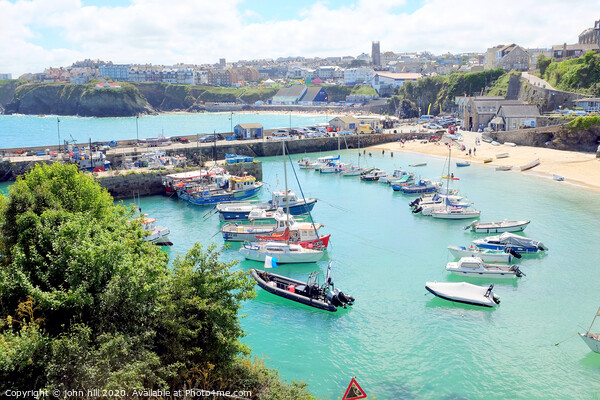 Harbour beach and Towan beach during High tide at Newquay in Cornwall. Picture Board by john hill