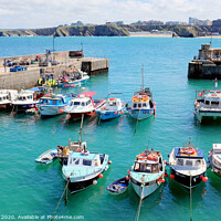 Buy canvas prints of Harbour entrance during High tide at Newquay in Cornwall. by john hill