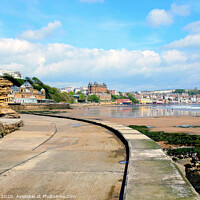 Buy canvas prints of Walking the promenade towards Scarborough in Yorkshire. by john hill