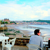 Buy canvas prints of Scarborough bay at low tide from the clock cafe at Scarborough in Yorkshire. by john hill