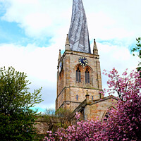 Buy canvas prints of The crooked spire in Spring at Chesterfield in Derbyshire. by john hill