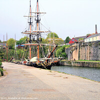 Buy canvas prints of Tall ships moored in Harbour at Charlestown in Cornwall. by john hill