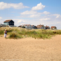 Buy canvas prints of The beach and property at Anderby Creek in Lincolnshire. by john hill