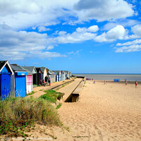 Buy canvas prints of Beach and beach huts at Chapel Point at Chapel St. Leonards in Lincolnshire.  by john hill