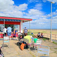 Buy canvas prints of Beach cafe on the seafront at Chapel St. Leonards in Lincolnshire.  by john hill