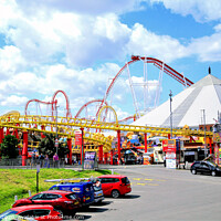 Buy canvas prints of Fantacy Island Pleasure beach at Ingoldmells in Lincolnshire. by john hill