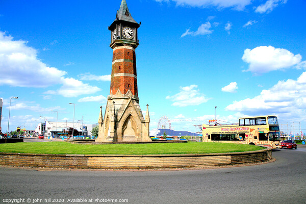 The landmark clock tower against a blue sky at Skegness in Lincolnshire. Picture Board by john hill