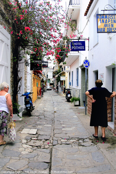 Back street in Skiathos town at Skiathos Island in Greece. Picture Board by john hill