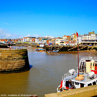 Buy canvas prints of The entrance to the harbour at Bridlington in Yorkshire. by john hill