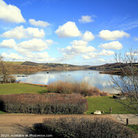 Buy canvas prints of Carsington water  reservoir under a great sky in Derbyshire. by john hill