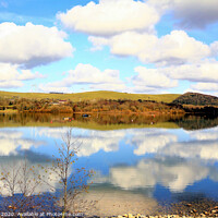 Buy canvas prints of Cloud reflections in Carsington Water in Derbyshire. by john hill