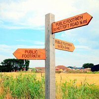 Buy canvas prints of Coastal footpath signpost at Sutton on Sea, Lincolnshire. by john hill