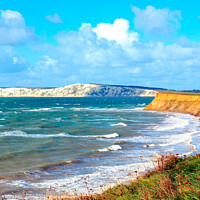 Buy canvas prints of Compton bay on a windy day on the Isle of Wight  by john hill