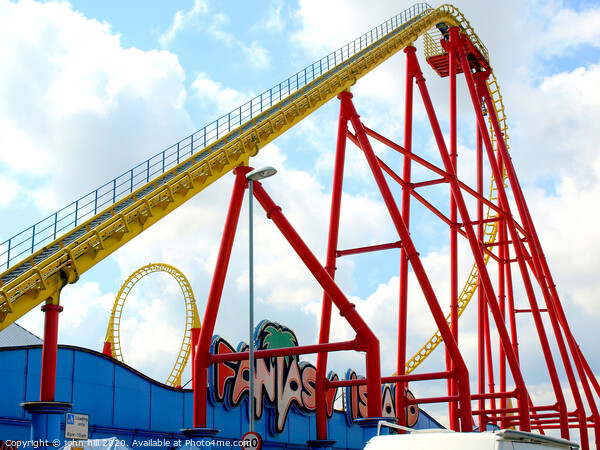 Roller coaster ride against a summer sky. Picture Board by john hill